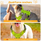 Heavy-Duty Tactical Dog Harness for Large Dogs, No Pull Adjustable Reflective Pet Vest with Molle System, K9 Military-Grade Control for Service Training, Outdoor & 10+ Breeds, Wild Lime, Medium