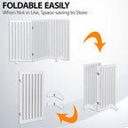 Freestanding Pet Dog Gate 36 Inch Foldable Fence Indoor 3 Panel Extra Wide Wooden Dog Door for Stairs Hallways Doorways