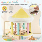 PETSITE 57.5 inch Tall Cute Cat Tree Tower, Cat Tower with Paper Rope Scratching Posts, Top Open-plan Condo, 2 Side Removable Perches, and Dangling Balls, Amusement Park Style Cat Tree for Indoor Cats