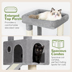 Globlazer Extra Thick Scratching Posts Tower Sturdy 50-inch Corner Cat Tree Tower for Indoor Cats, Cat Tower for Adult Cats with Scratching Board, Kitty Condo, Basket, S50, Light Gray