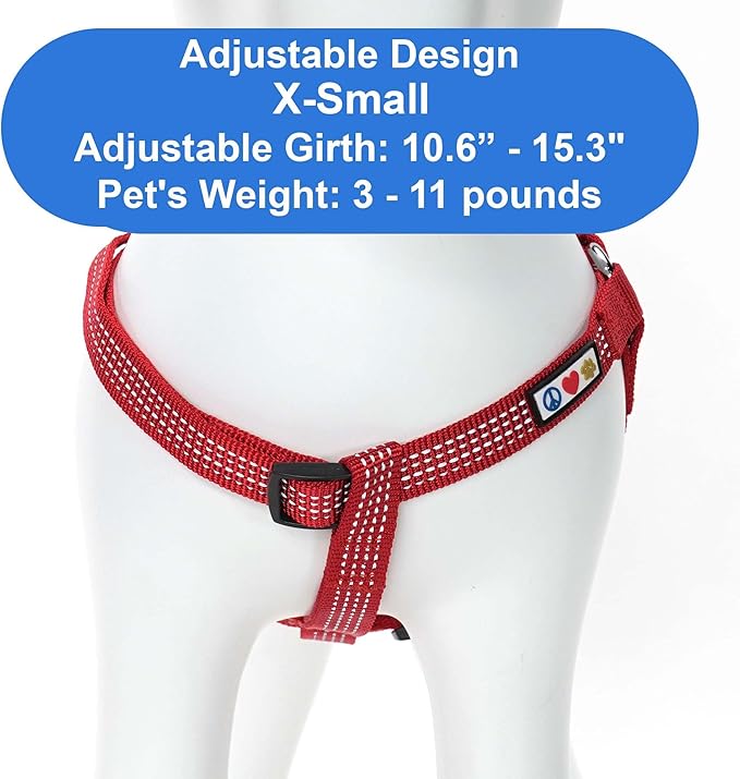 Pawtitas Reflective Step-in Dog Harness – Adjustable No-Pull Vest for Puppies to Seniors, Safe & Comfortable, XS Red