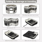 PETSFIT 45.5" Dog Playpen with Dual Zipper Doors –Sturdy Foldable Pet Playpen for Large & Medium Dogs with Removable Mesh Top and Leakproof Bottom