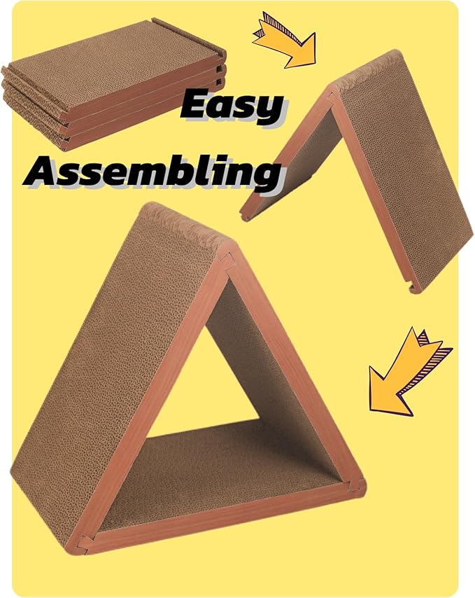 Cat Scratcher Cat Scratching Board - Foldable - Triangle, 6 Usable Sides Scratchers for Indoor Cats, Vertical Cat Scratch Pads(Pack of 3)