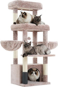 Hey-brother Cat Tree Tower, Scratching Posts with Extra Large Platform, Specious Condo, 2 Cozy Hammocks, Self-Grooming Brush for Indoor Adult Cats, Maine Coon 51.1 inches, Muchroom MPJ070MU