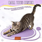 Cat Scratcher Mat Natural Cotton Rope Oval Horizontal Floor Cat Scratch Bed Pad with Ball Toy Protector for Furniture Floor Wall (White, 1 PC)