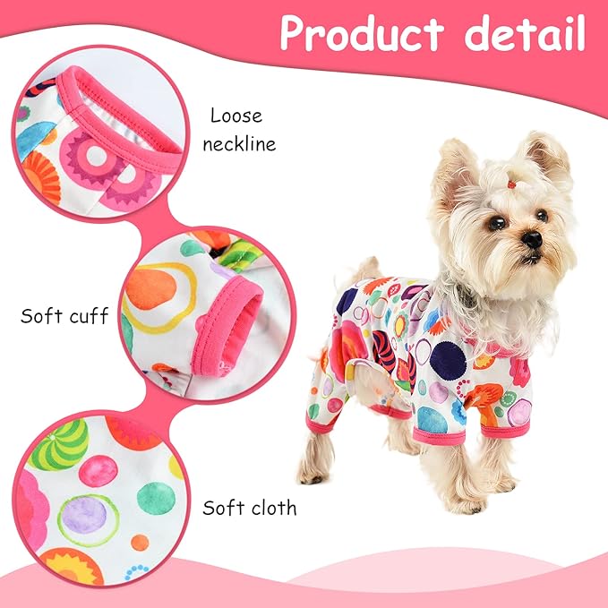 Dog Clothes for Small Dogs Boy Girl, Dog Pajamas Tiny Chihuahua Yorkie Spring Summer Shirt, Cute Puppy Outfit Pjs Jumpsuit Cat Onesie Apparel Pet Clothes, XS