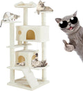 54 Inches Cat Tower Condo Furniture, Cat Tree for Indoor Cats, Cozy Hammock and Sisal Scratching Posts, Multi-Level Durable Cat Tree for Kittens Pet House Play, Detachable, Beige
