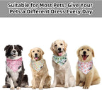 XLarge Summer Spring Dog Bandanas-4PCS Pink Green Orange Floral Printing Dog Scarf Bib Kerchief Breed for Large Girl Dogs Pets Gift