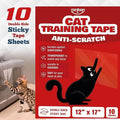 Ronton Cat Scratch Furniture Protector – Double Sided - Anti Cats Scratching Sticky Tape - No-Residue for Couch, Doors & Walls - 10 Sheets - XL 17" L 12" W Furniture Protectors – Clear Training Tape