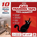 Ronton Cat Scratch Furniture Protector – Double Sided - Anti Cats Scratching Sticky Tape - No-Residue for Couch, Doors & Walls - 10 Sheets - XL 17" L 12" W Furniture Protectors – Clear Training Tape