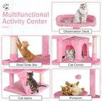 Cat Tree 70 Inches Cat Tower for Indoor Cats Multi-Level Cat Condo with Litter Box Enclosure,Scratching Posts for Indoor Cats (Pink)