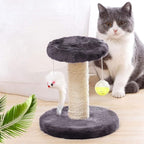 Small Cat Scratching Post and Small Cat Tree Natural Sisal Tower with Round Perch and Plush Ball Furniture Made for Small Cat, Kitten Relax Tree -Grey