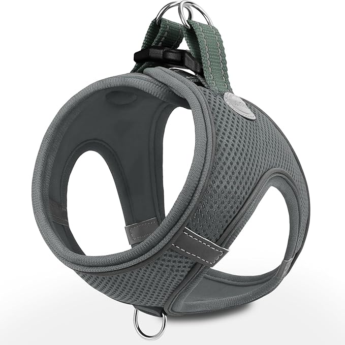 Joytale Small Dog Harness, Breathable Mesh Step-in Vest, Reflective Soft Padded Harnesses for Puppies and Extra Small Dogs, Gray, XS