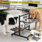 SHAINFUN Elevated Dog Bowl Stand with 4 Stainless Steel Bowls (58oz) & 1 Slow Feeder, 9 Height Adjustable Raised Dog Bowl from 4.9" to 14.5" for Large Dogs & Multi-Pet Homes