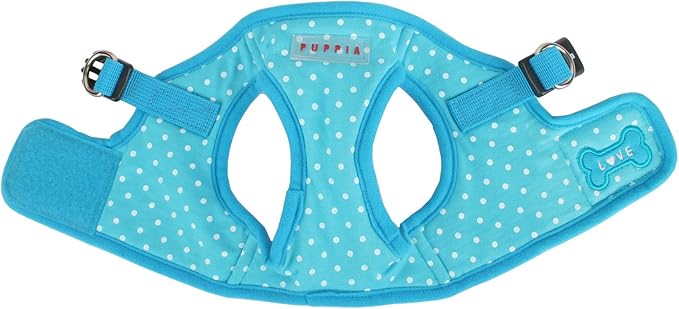 Puppia Dotty Step-in Vest Dog Harness No Pull No Choke Easy Wear Training Walking for Small Dog, Small, Sky Blue