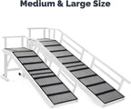 Dog Ramp for Bed or Couch, Wooden Pet Ramp with 20° Gentle Slope, Removable Side Rails, Non-Slip Surface, Top Platform & Wheels, Safe Bed Ramp for Small, Large & Senior Dogs, 60" Long, White