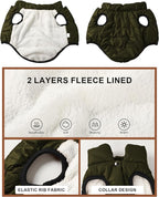 AURUZA Dog Winter Coat, Warm Waterproof Dogs Jacket Small Pet Vest for Medium Dogs Windproof Pet Fleece Vest Snow Jacket for Cold Weather(Army Green,M)