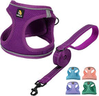 BELLA & PAL Step in Vest Harness for Small and Medium Dogs, No Pull Small Dog Harness with Leash Set, Comfortable Air Mesh Dog Vest Harness with Reflective Strip (Grape Purple, L)