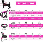 WINSEE Pet Harness Collar and Leash Set, All-in-one Reflective Dog Harness No Pull with Adjustable Buckles for Puppies, Small, Medium, Large, and Extra-Large Dogs (Large, Rosy)