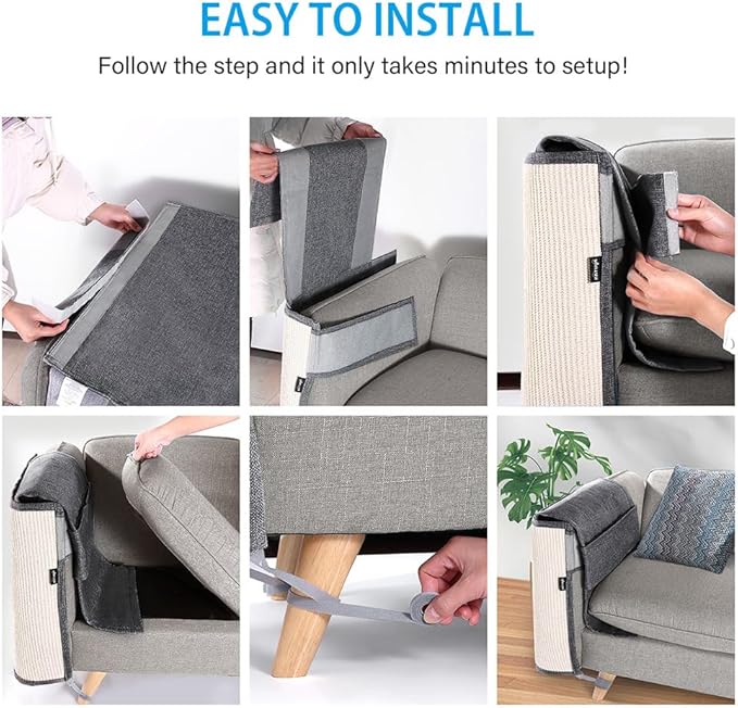NATUYA Couch Cat Scratch Furniture Protectors from Cats-Sisal Cat Scratching Mat Furniture Guard for Sofa Cushion Chair Corner (Dark Gray, Left)