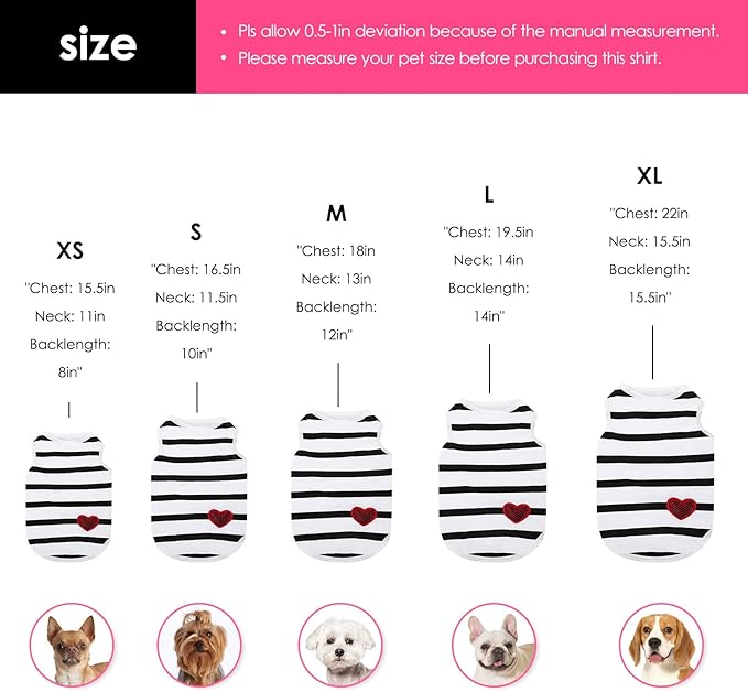 Pet Dog Striped T-Shirt Dogs Cats Cotton Vest Spring Summer Pet Apparel Tee Shirt Suitable for Small and Medium Large Pets French Bulldog Bichon