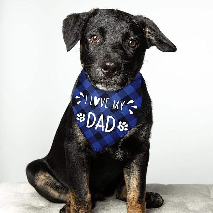 I Love My Dad Dog Bandana Gift for Dog Lover - Triangle Pet Scarf Decorations Accessories