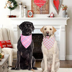 Dog Bandana Girl Large 2PCS, Pink Spring Scarf, Durable Triangle Reversible Bibs Handkerchief for Puppy Pet