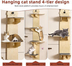 Cat Door Hanger, 4-Levels Door Hanging Cat Climber with Scratching Post & Tease Cats Ball, Door Mounted Vertical Cat Tree Tower Indoor Over Door Climber (A)