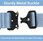 Heavy Duty Tactical Dog Collar – Adjustable Nylon with Metal Buckle, Durable & Comfortable for Medium to Large Dogs (German Shepherd, Labrador, Rottweiler), Light Blue, XL, for Training & Outdoor Use.