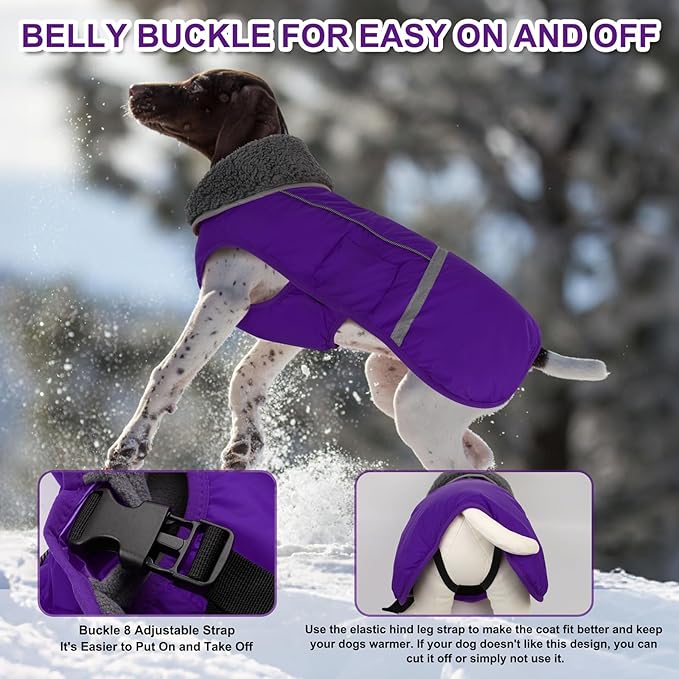 Doglay Dog Coat, Waterproof Dog Jacket Pet Winter Coat for Cold Weather with Thicken Furry Collar, Reflective Puppy Winter Jacket Warm Fleece Lining for Small Medium Large Pets