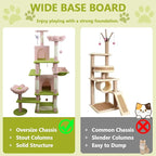 71 inch Flower Cat Tree, Multi-Level Cat Tower with Large Condo Removable Flower Cushion and Hammock, Tall Cat Tree for Indoor Large Cats Climbing, Scratching, and Play (Pink)