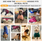 BEAUTYZOO Small Dog Hoodie Sweater with Pockets, Dog Clothes for Small Medium Dogs Boy Girl, Waffle-like Laminated Cotton Pet Coats with Hat and Leash Hole, All Weather Coat for Puppy Doggie Chihuahua
