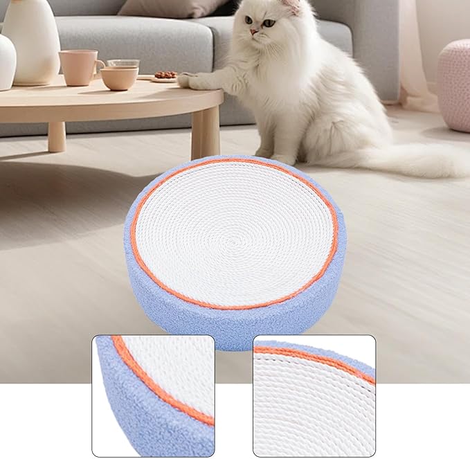 Cat Scratcher Bed Lounge Round Anti Slip Bottom 40cm Mat Cat Scratch Pad for Indoor Cats to Play, Rest, Grind Kitten Training, Blueberry