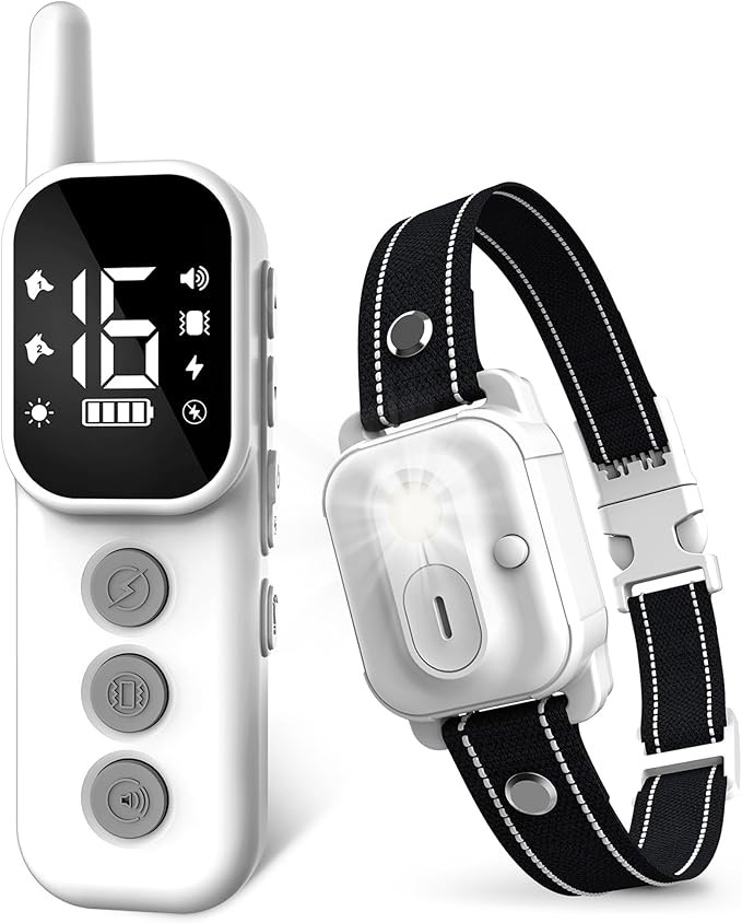 Dog Training Collar with Remote Control, 3300FT and 4 Training Modes Beep,Vibration,Safe Shock,LED Night Light,IPX7 Waterproof Rechargeable E-Collar for All Breeds (8-150 lbs)