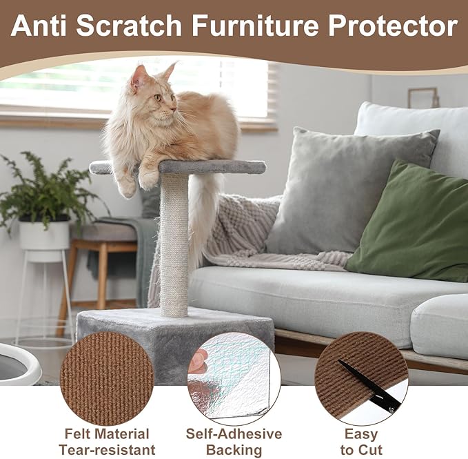 uxcell Self-Adhesive Cat Scratching Mat, 2 Rolls 39.4" x 15.8" Couch Protector from Cat Claws for DIY Sofa, Wall, Doors, Cut Anti Cat Scratch Pad Carpet Mat, Brown
