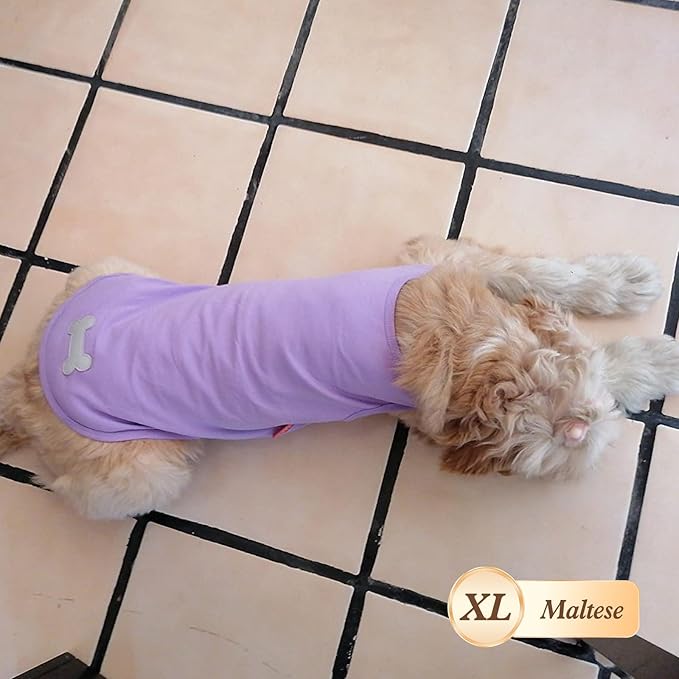 KYEESE 2Pack Dog Shirt, Soft Striped Dogs T Shirts, Lightweight Pet Tank Top, Sleeveless Dog Shirt for Small Dogs, Stretchy Comfortable Pet Vest, Purple+Blue Striped, XL