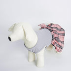 PUPTECK Classic Plaid Dog Dress Pet Apparel with Cute Bowtie Puppy Clothes Outfit,Grey,L