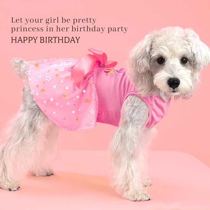 XPUDAC Dog Birthday Dress Puppy Clothes for Small Dogs Girl Birthday Party Tulle Pet Outfit, Cat Appeal-Medium