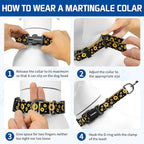 Kazazoo Martingale Collar for Dogs with Quick Release Buckle Adjustable Soft Durable Dog Collar for Small Medium Large No Pull Training Dog Collars-Black Sunflower XL