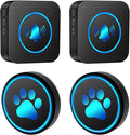 Dog Door Bell for Potty Training, Smart Wireless Doggie Doorbell to Go Outside, 1000 Feet Long Range with IP65 Waterproof Super-Light Touch Button (2Receivers+2Buttons)