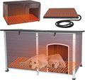 59.1’’ Extra Large Heated Dog House Outdoor for Winter, Insulated Dog Kennel with Metal Frame, Weatherproof Dog Shelter with Heating Pad and All-Around Insulated Liner for Large Breed Outside (Grey)