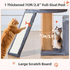 Taoqimiao Cat Tree for Indoor Cats, 55.1In Sturdy Cat Tower, Large Platform, Rotatable Round Condo with Large Scratch Board, Extended Cat House, Thickened Full-Sisal Scratching Post, Smoky Gray, F10G