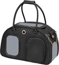 Stylish Luxury Dog Carrier Purse for Small Dogs, Ventilated Pet Soft-Sided Dog Cat Carrier Travel Tote Bag for Puppies Small Animals with Pockets (Black, 16.9inch x 9inch x 11.8inch(LxWxH))