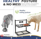 Elevated Dog Bowls with Slow Feeder, 5 Adjustable Heights, Anti-Slip, Durable Metal Frame, Spill Proof Mat, Rust-Resistant Bowls, Easy to Clean