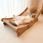 Sisal Cat Scratcher Bed for Cat Scratching Chair Hammock, Large Scratch Post Lounger Pad with Toy Ball for Indoor Cats