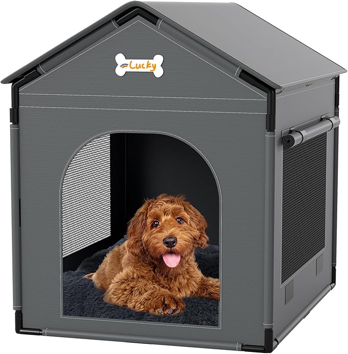Large Dog House Indoor Dog Kennel Bed Mat with Cushion for Small Medium Large Dogs Cats, Winter Warm Cat Nest Puppy Cave Sofa Pet Products Easy Assembly