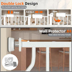 TSAYAWA Walk Through Baby Gate with Door, 53-57.48 Inch Wide Presure Mounted No Drill Metal Auto Close Child Gate for Stair Doorway - Indoor Outdoor Safty Gate for Toddler Dog Doggie, White