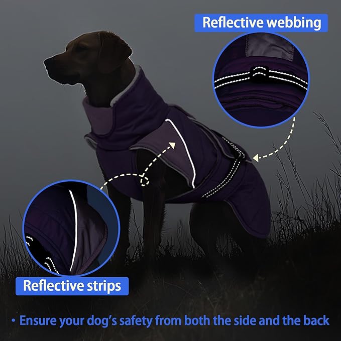 MIGOHI Cozy Small Dog Coat - Reflective Dog Coat for Small Dogs,Fleece Winter Coats Jacket for Dogs with Leash Hole,Snowproof Thick Puppy Clothes,Pomeranian,Chihuahua,XS,Purple