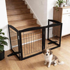 Dog Fence Indoor,Dog Gate Indoor for Doorway pet gate -2-Panel Freestanding, Hallways, House or Stairs -40x32-Inch Retractable Foldable Expandable Wood Pet by SFJC (Black) ﻿