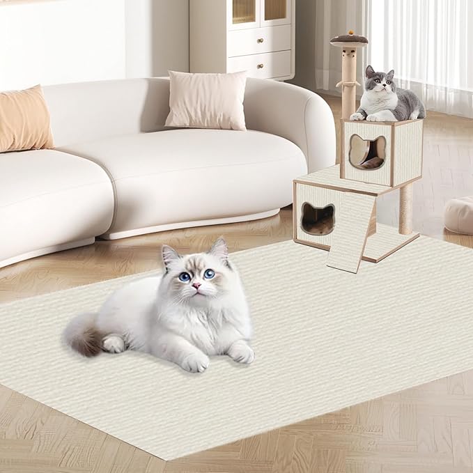 Cat Scratch Furniture Protector, 78.7x15.8inch Adhesive Cat Scratch Pad Deterrent for Furniture, DIY Climbing Cat Scratcher Couch Protector from Cat Claws Scratching for Indoor (White)